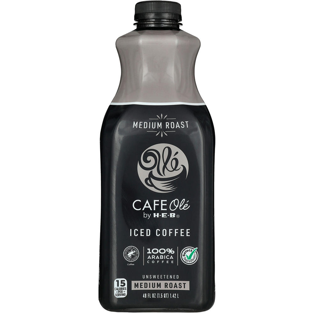 CAFE Olé by H-E-B Medium Roast Unsweetened Iced Coffee, 48 oz