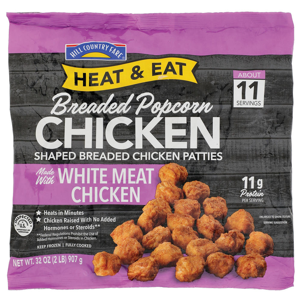 Hill Country Fare Heat & Eat Frozen Breaded Popcorn Chicken, 32 oz