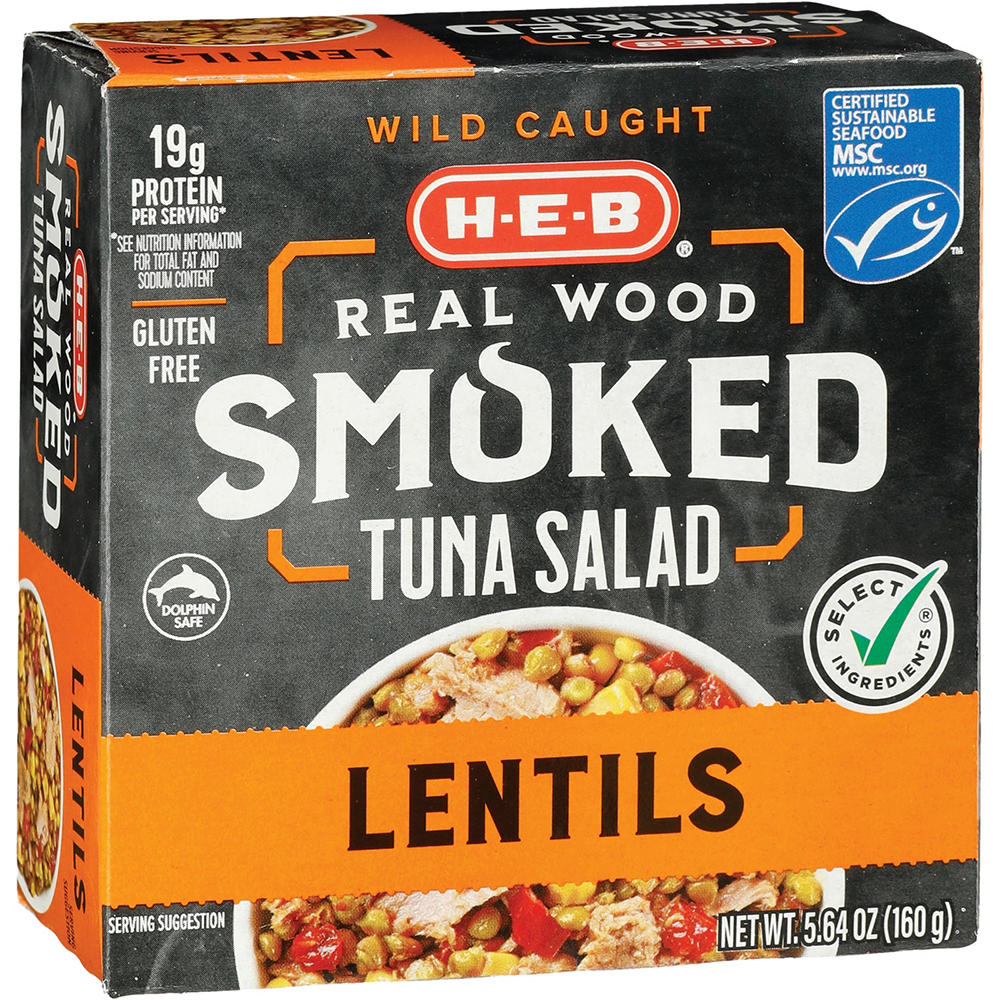 H-E-B Wild Caught Real Wood Smoked Tuna Salad - Lentils, 5.64 oz