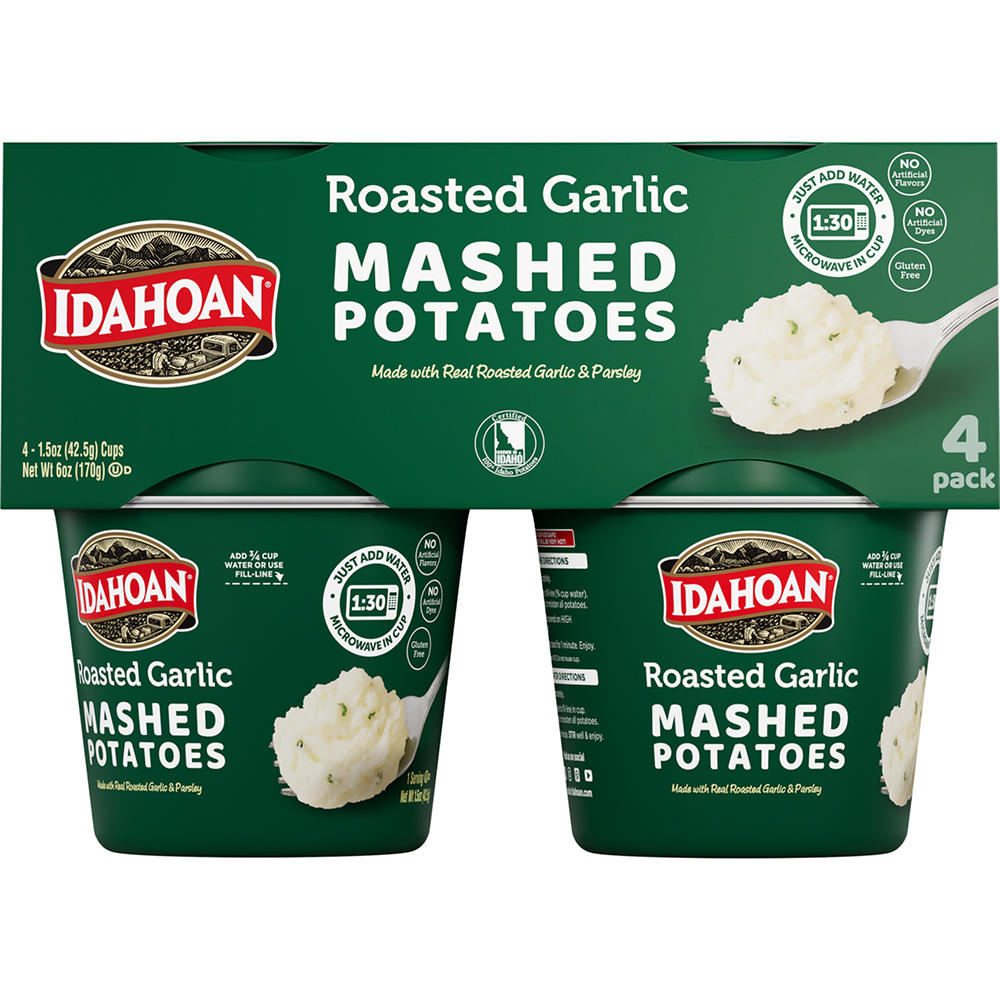 Idahoan Microwaveable Roasted Garlic Mashed Potatoes, 4 ct