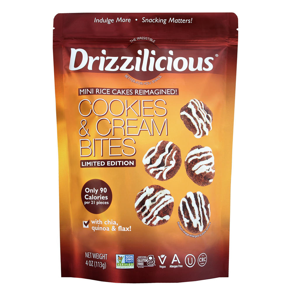 Drizzilicious Mini Rice Cakes - Cookies & Cream Bites, 4 oz