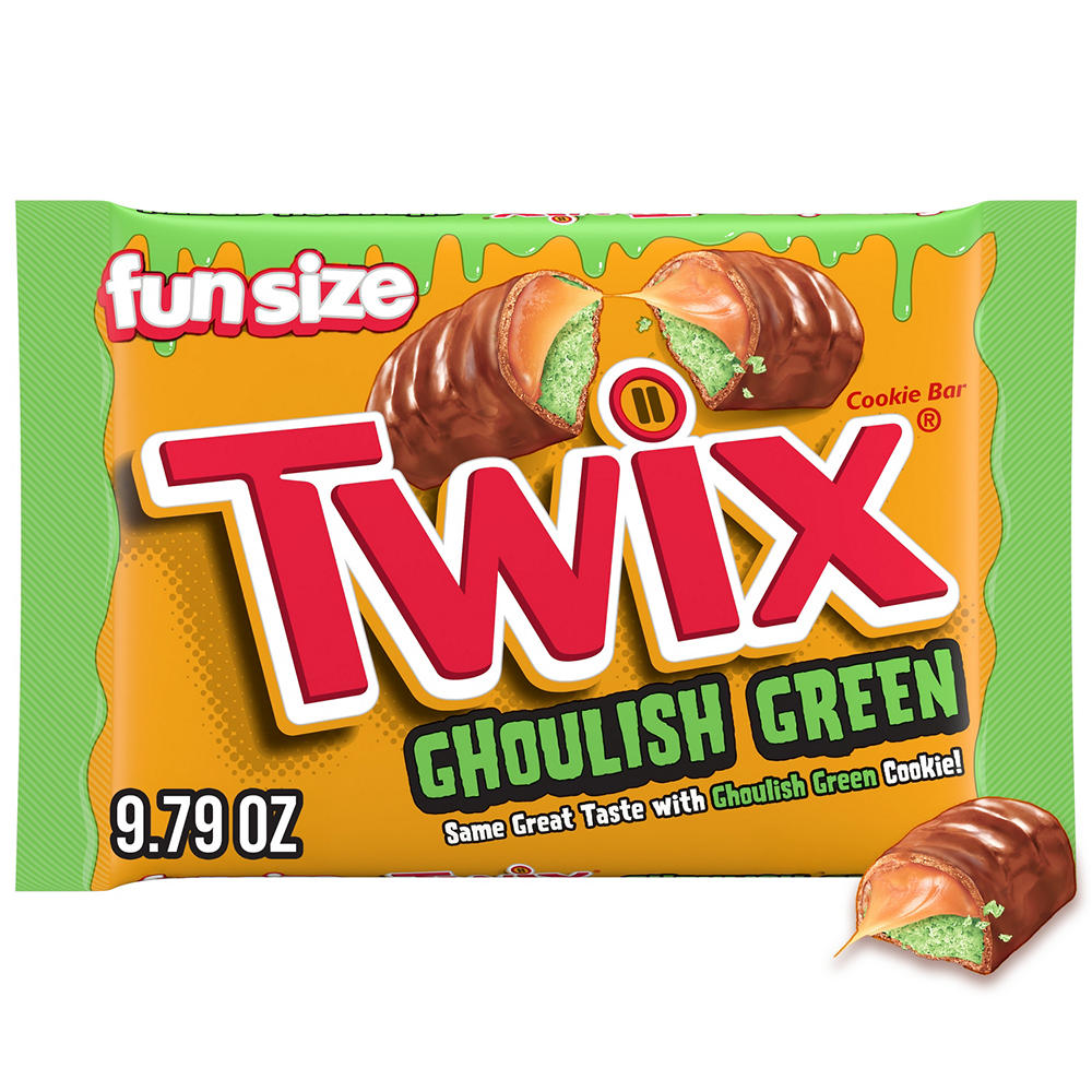 Twix Ghoulish Green Caramel Chocolate Cookie Fun Size Halloween Candy, 9.8 oz