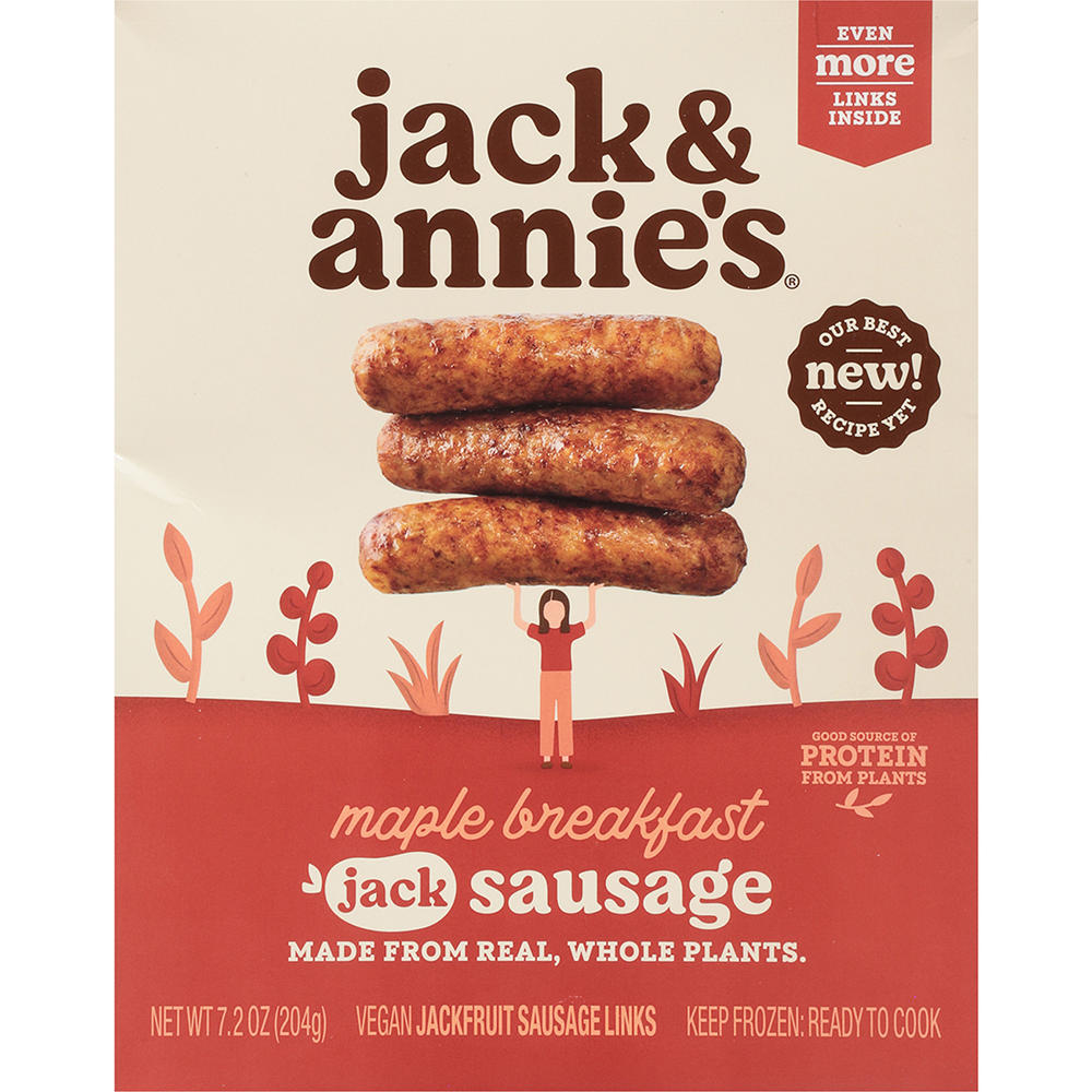 Jack & Annie's Vegan Maple Breakfast Jackfruit Sausage Links, 7.2 oz
