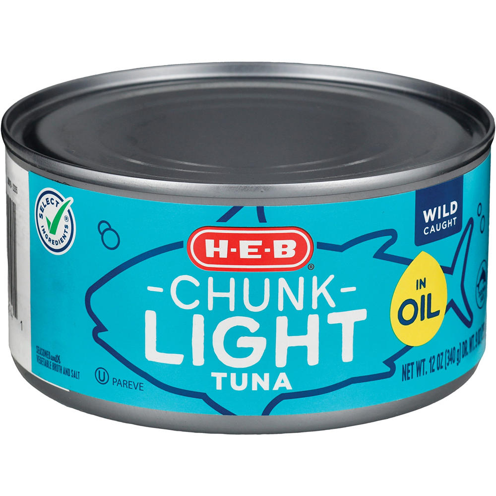 H-E-B Chunk Light Tuna in Oil, 12 oz