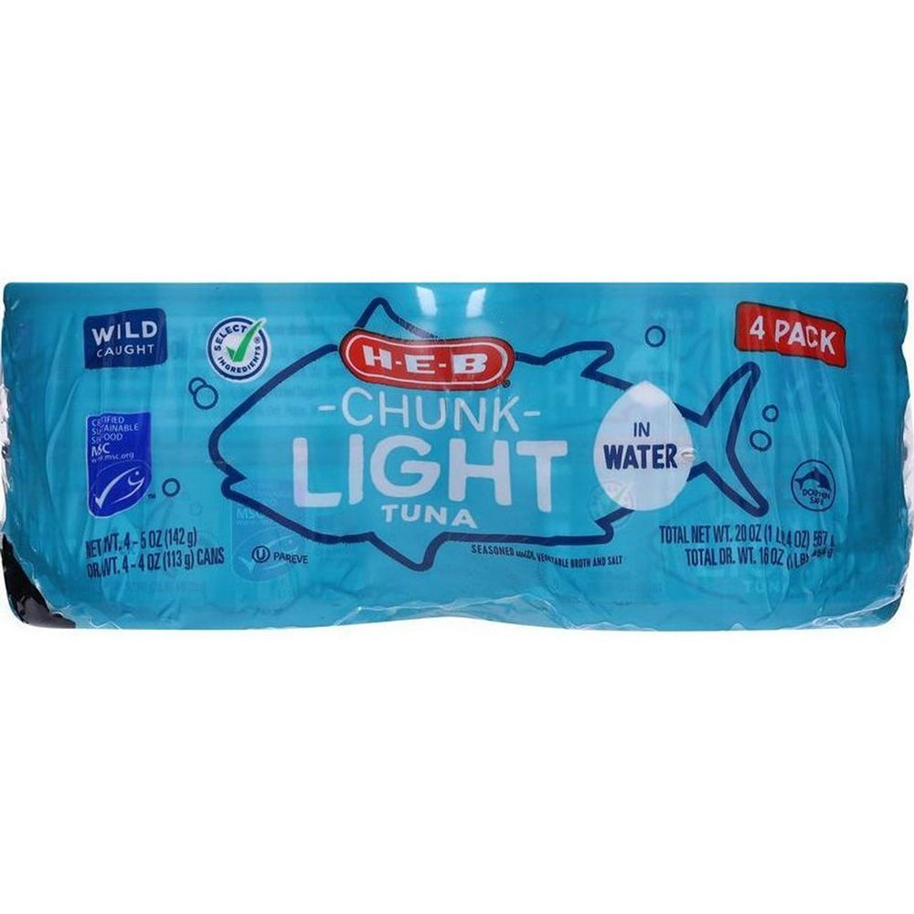 H-E-B Chunk Light Tuna in Water, 4 pk