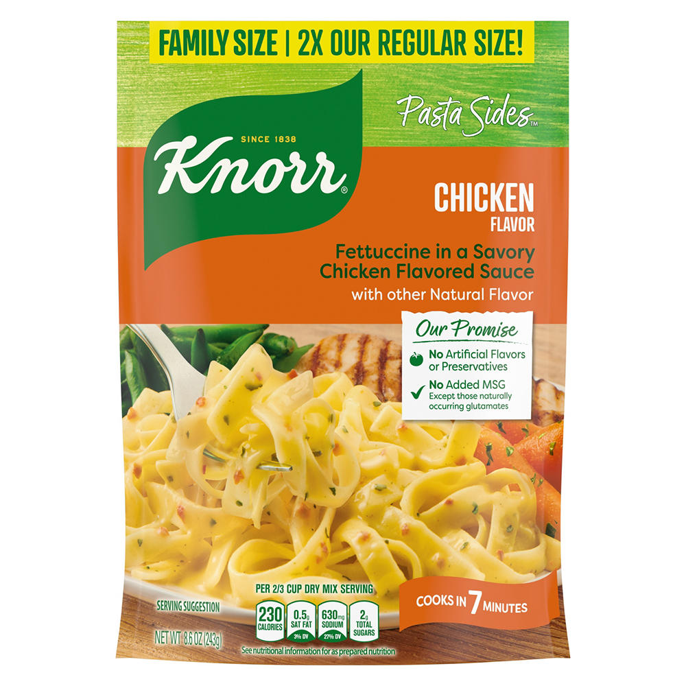 Knorr Pasta Sides Chicken Flavor Fettuccine Family Size, 8.6 oz