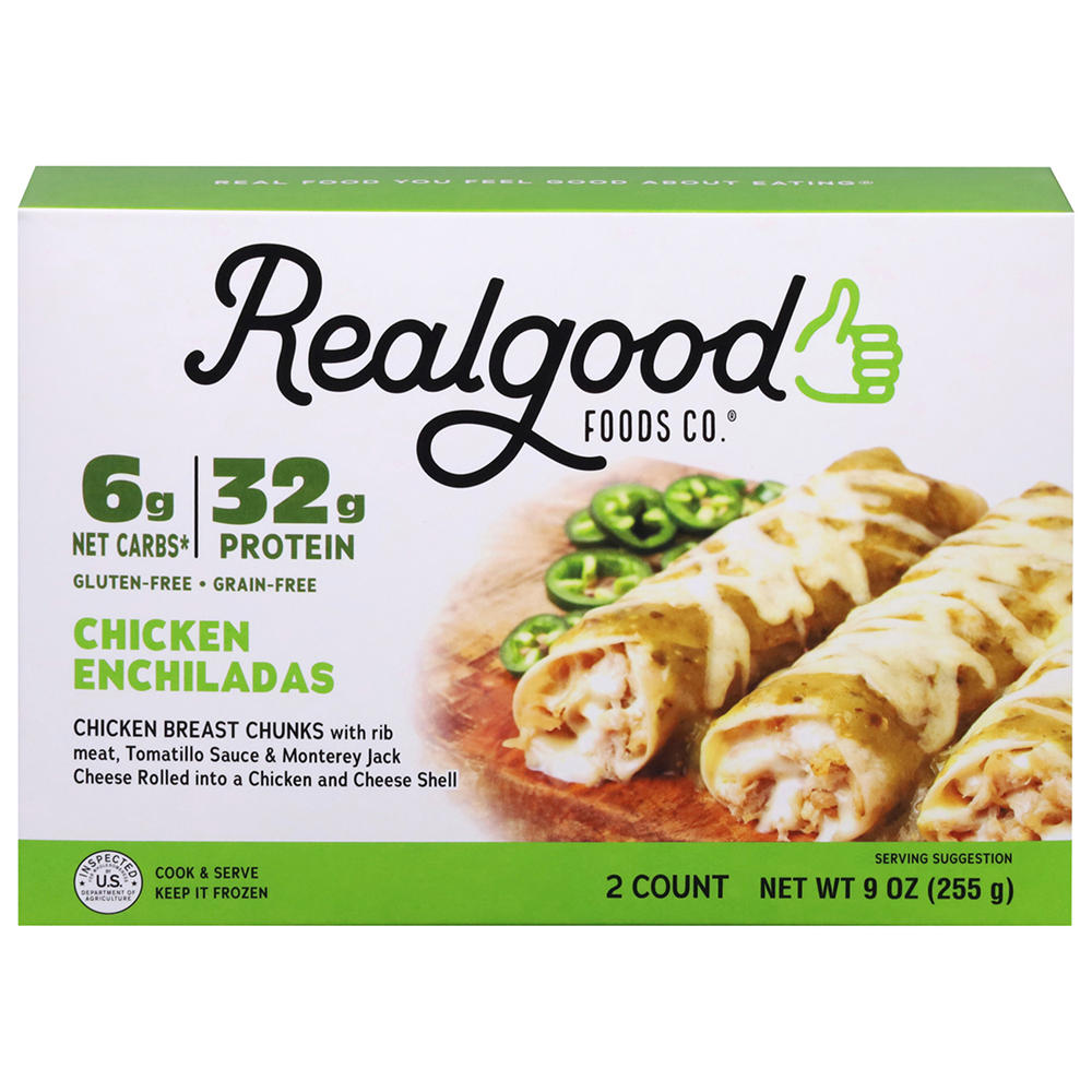 Real Good Foods Co. 32g Protein Chicken Enchiladas Frozen Meal, 9 oz