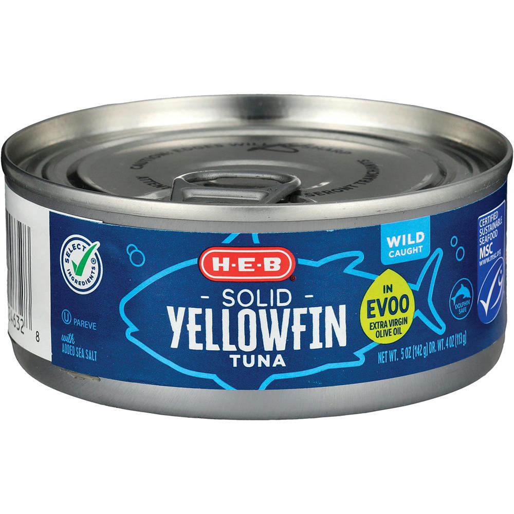 H-E-B Solid Yellowfin Tuna in Extra Virgin Olive Oil, 5 oz