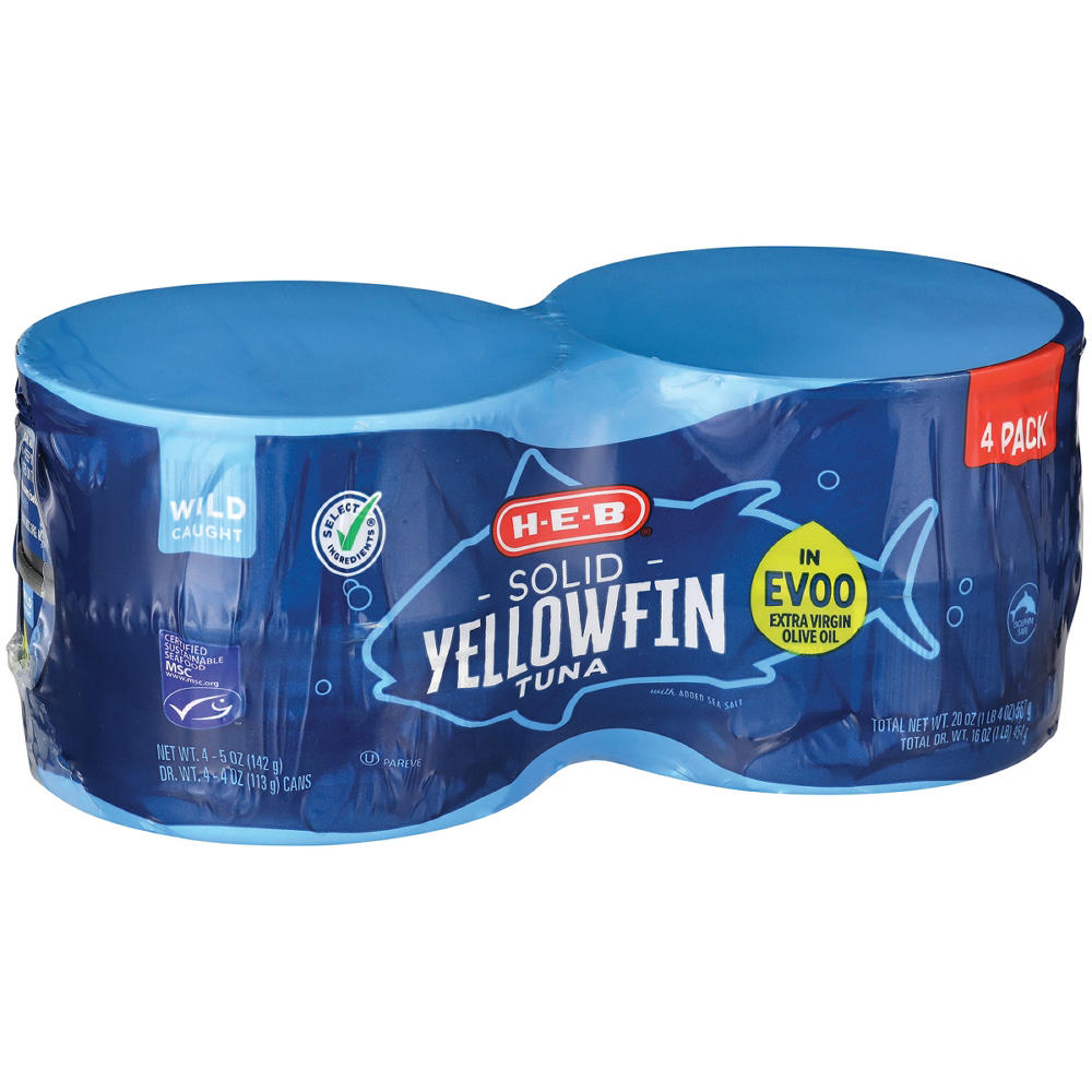 H-E-B Solid White Yellowfin Tuna in Extra Virgin Olive Oil, 4 pk