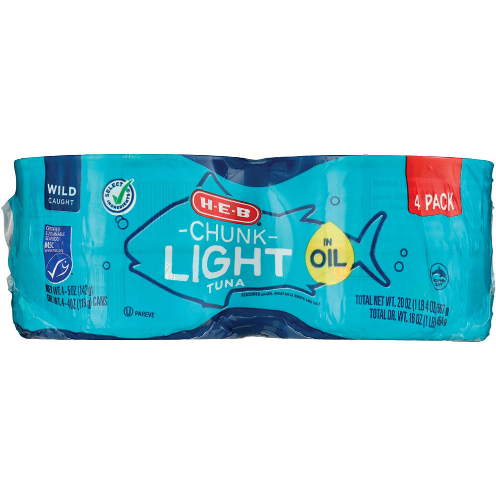 H-E-B Chunk Light Tuna in Oil, 4 pk