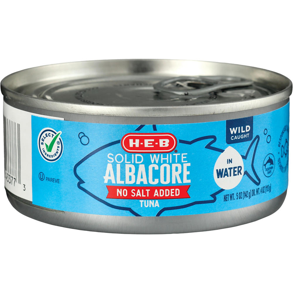 H-E-B Solid White Albacore Tuna - No Salt Added, 5 oz