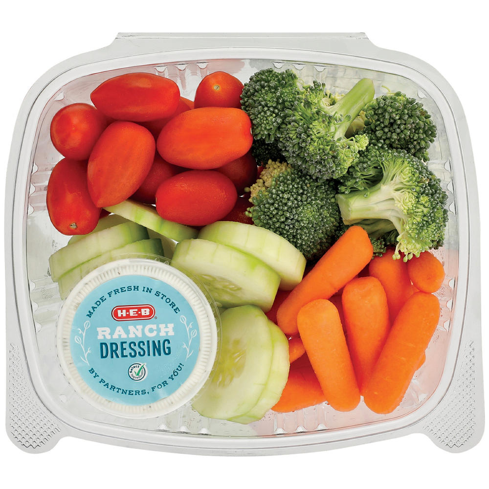 H-E-B Fresh Cucumber, Carrots, Tomatoes, Broccoli with Buttermilk Ranch - Large , Avg. 1.2 lbs