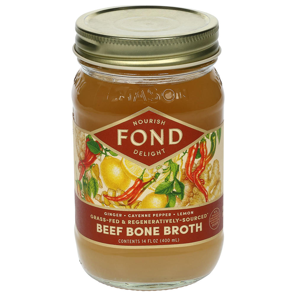 Fond Ginger Cayenne & Lemon Beef Bone Broth, 14 oz