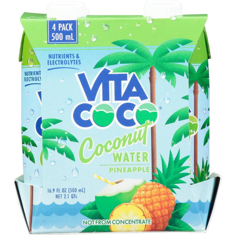 Vita Coco Pineapple Coconut Water 16.9 oz Bottles, 4 pk
