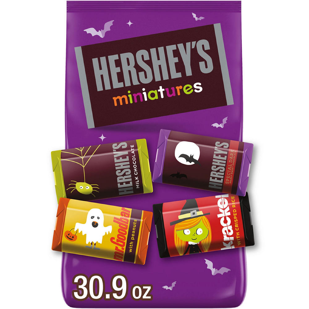 Hershey's Miniatures Assorted Chocolate Halloween Candy Bulk Variety Bag, 30.9 oz