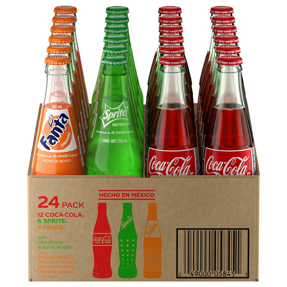 Coca-Cola Mexican Coke Sprite Fanta Sodas Variety Pack 24 pk Glass Bottles, 12 oz