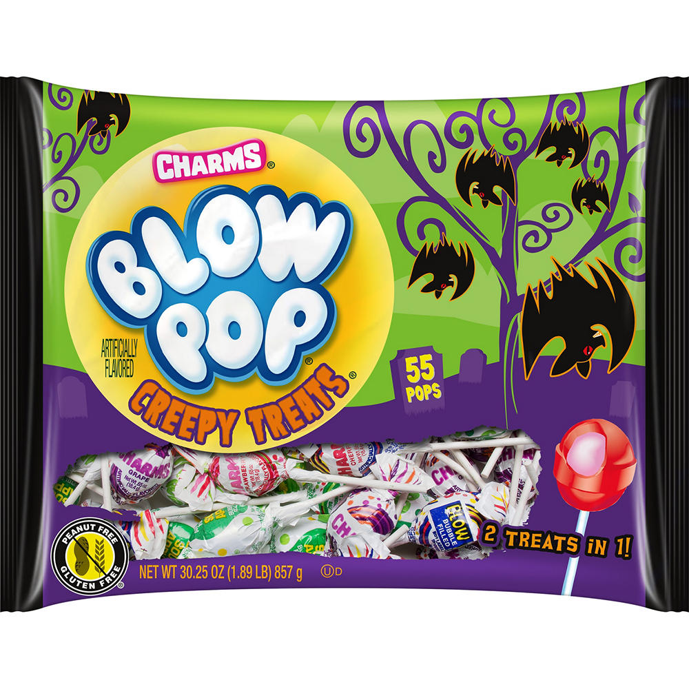 Charms Blow Pop Creepy Treats Halloween Candy, 55 ct