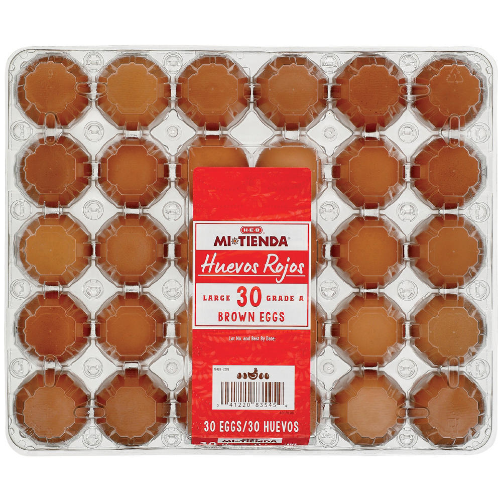 H-E-B Mi Tienda Huevos Rojos Grade A Large Brown Eggs, 30 ct
