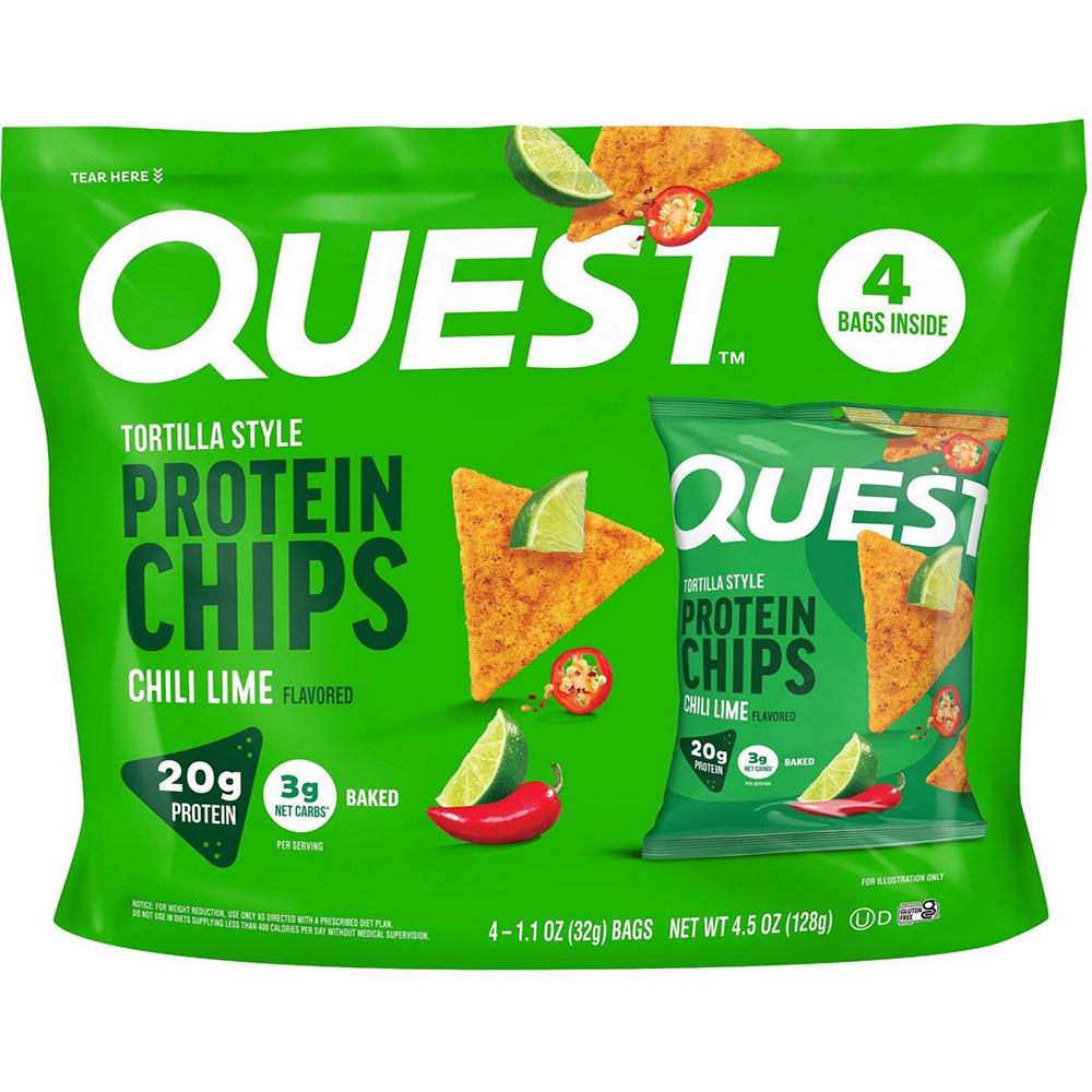 Quest Tortilla Style 20g Protein Chips Multipack - Chili Lime, 4 ct