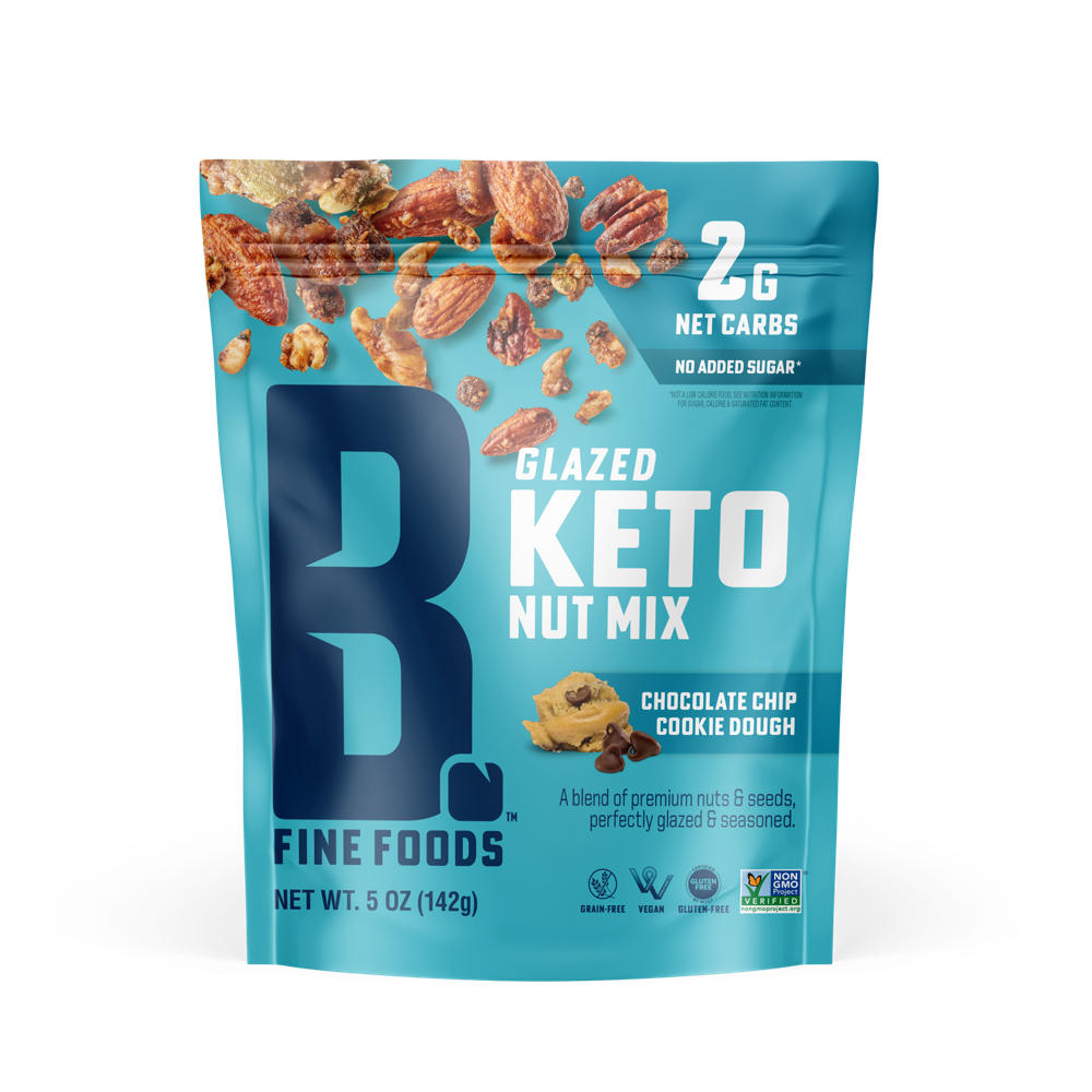 B Fine Foods Chocolate Chip Cookie Dough Glazed Keto Nut Mix, 5 oz