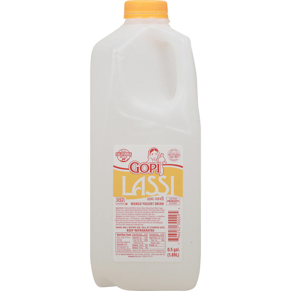Gopi Lassi Mango Yogurt Drink, 1/2 gal