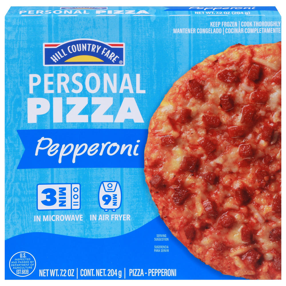 Hill Country Fare Personal Size Frozen Pizza - Pepperoni, 7.2 oz