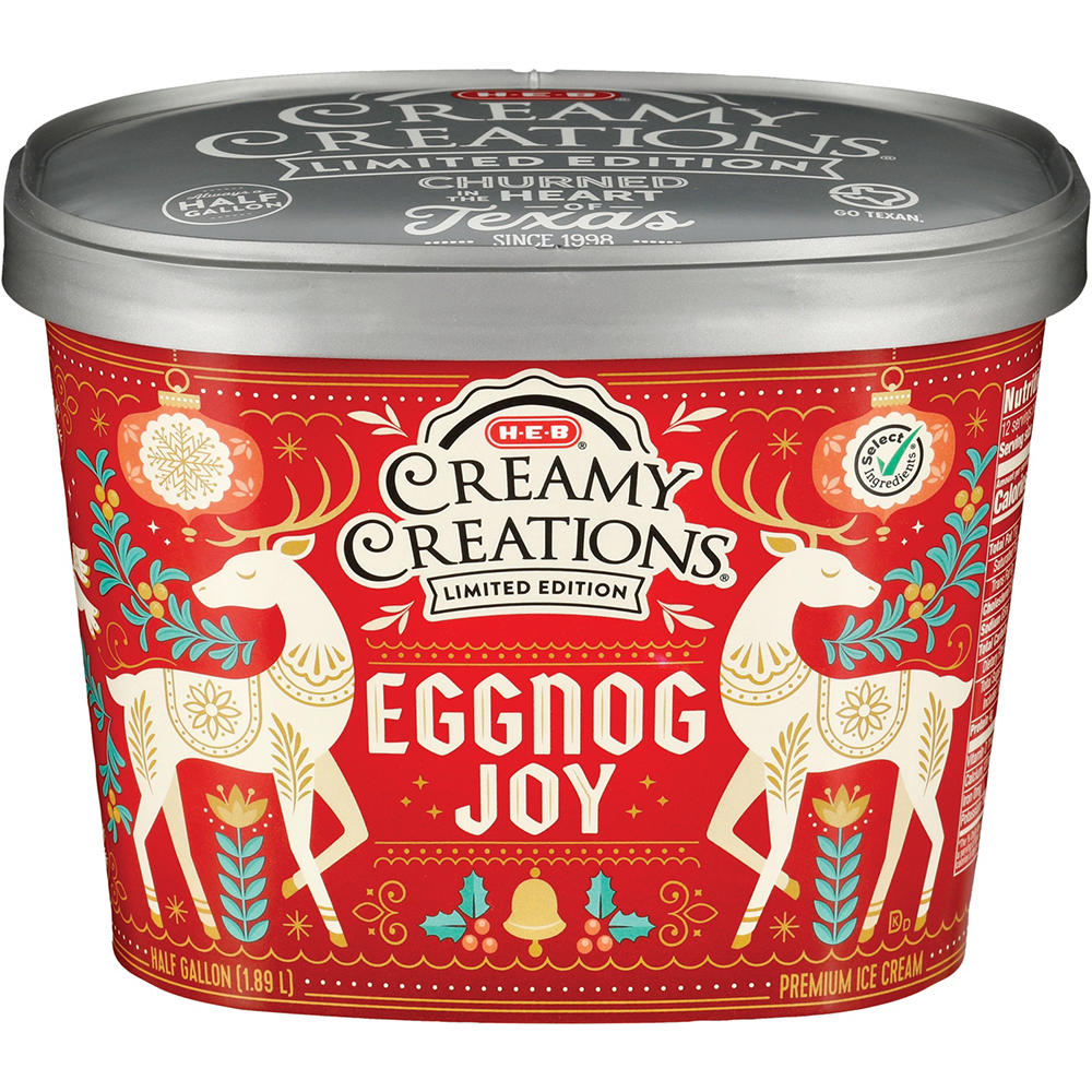 H-E-B Creamy Creations Eggnog Joy Ice Cream, 1/2 gal