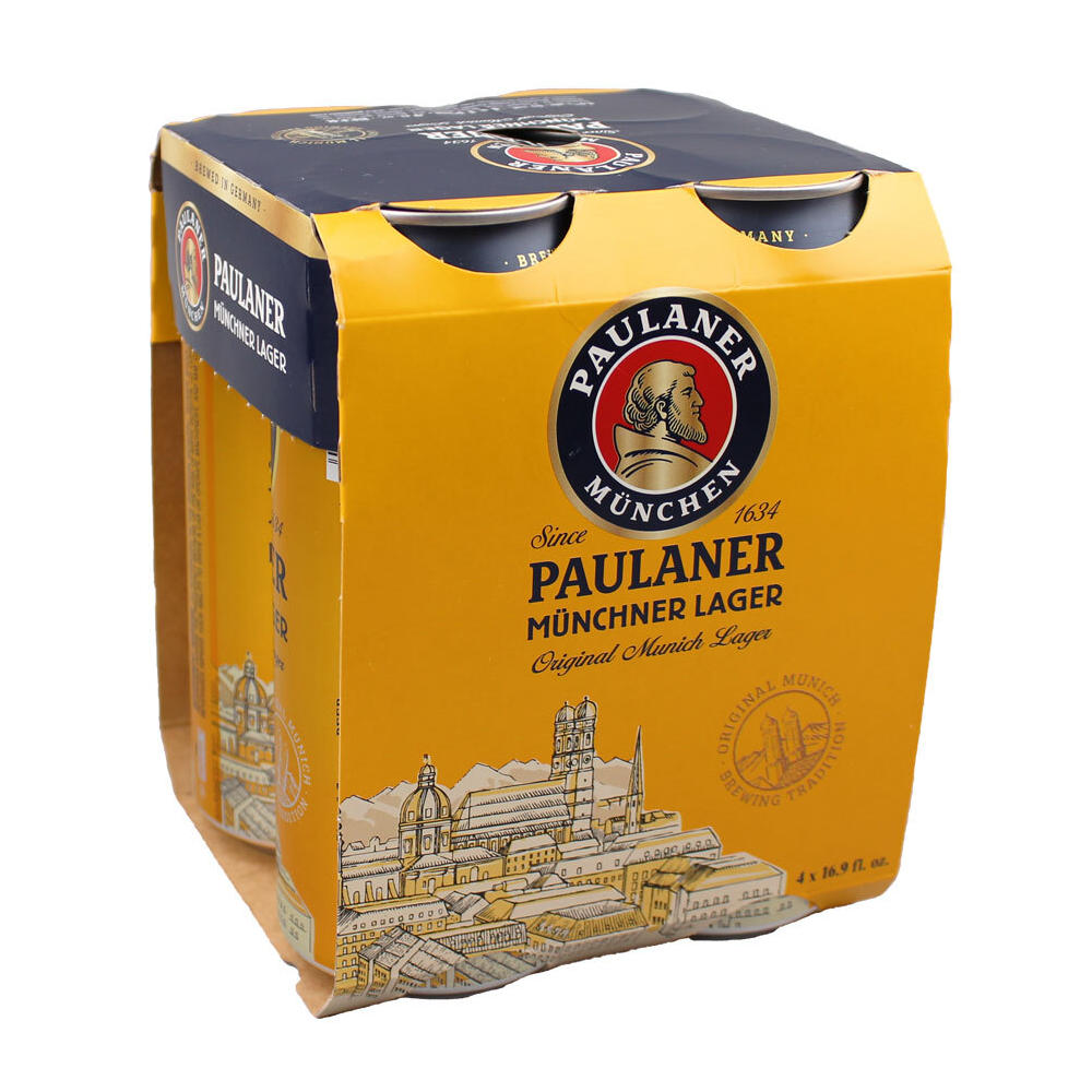 Paulaner Original Munich Lager Beer 4 pk Cans, 16.9 oz