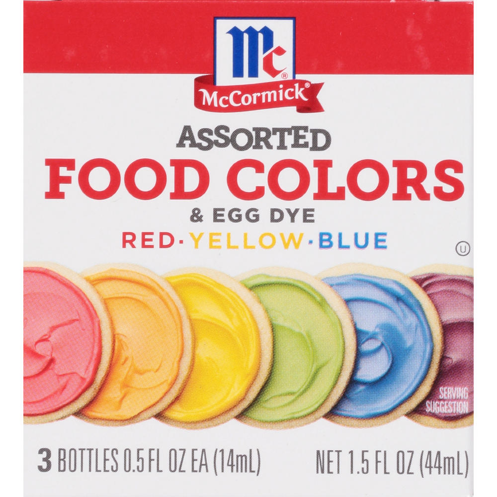 McCormick Assorted Food Colors Red Yellow Blue, 3 ct