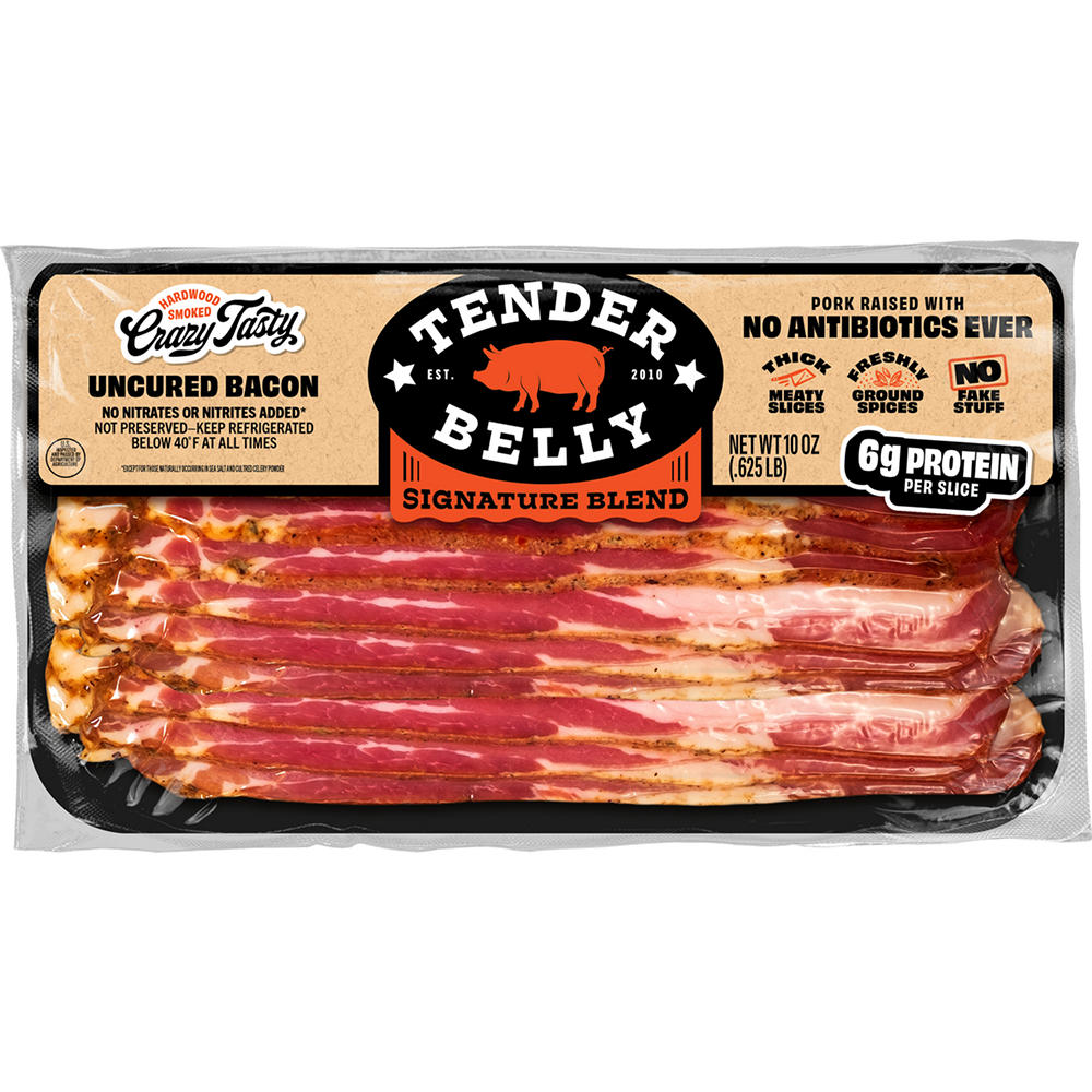 Tender Belly Crazy Tasty Sliced Uncured Bacon - Signature Blend, 10 oz