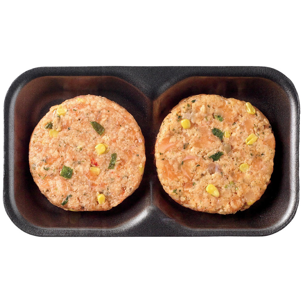 H-E-B Fish Market Salmon & Crawfish Burger Patties - Creole, 2 ct