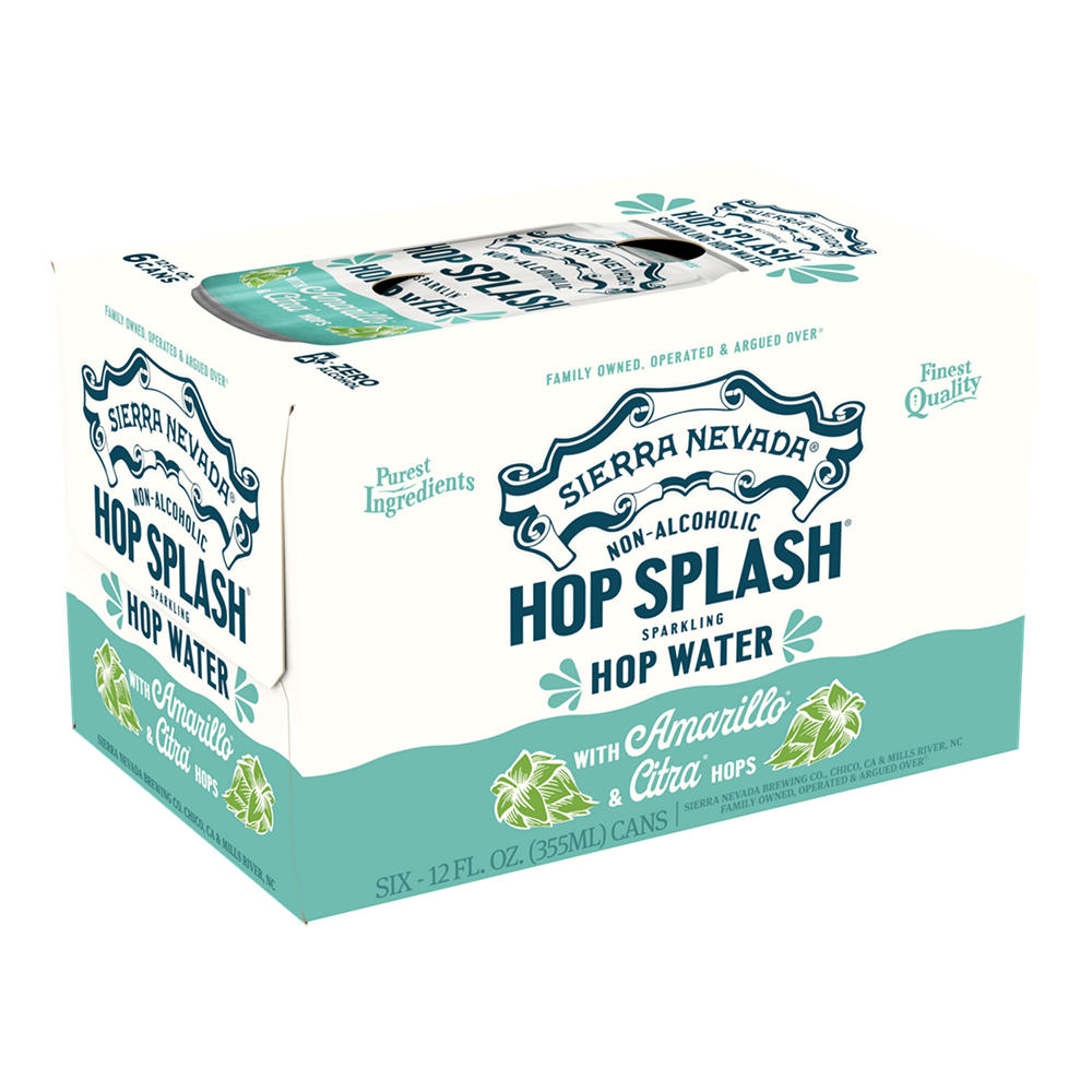 Sierra Nevada Non Alcoholic Hop Splash Sparkling Hop-Infused Water Craft Beer 6 pk Cans, 12 oz