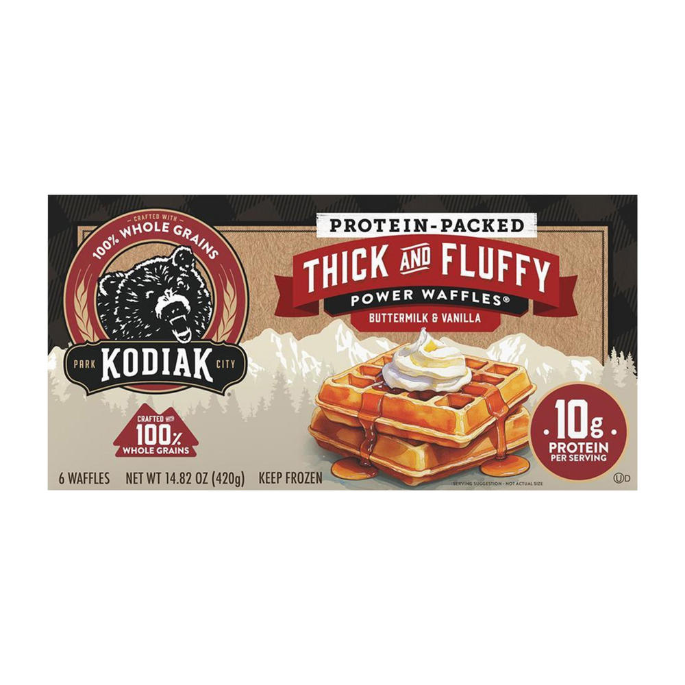 Kodiak Protein Thick & Fluffy Power Waffles - Buttermilk & Vanilla, 6 ct