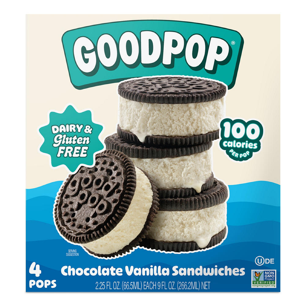 GoodPop Dairy Free Chocolate Vanilla Sandwiches, 4 ct