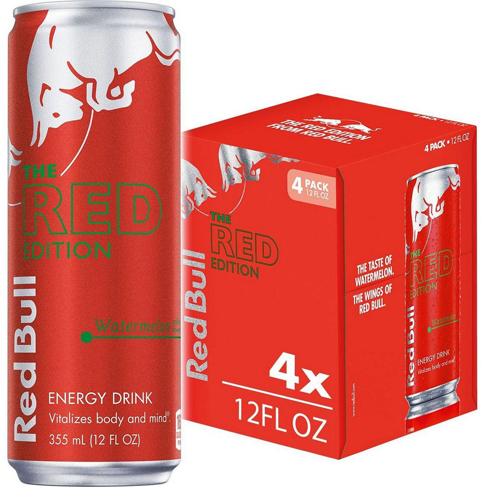 Red Bull Red Edition Watermelon Energy Drink 4 pk Cans, 12 oz