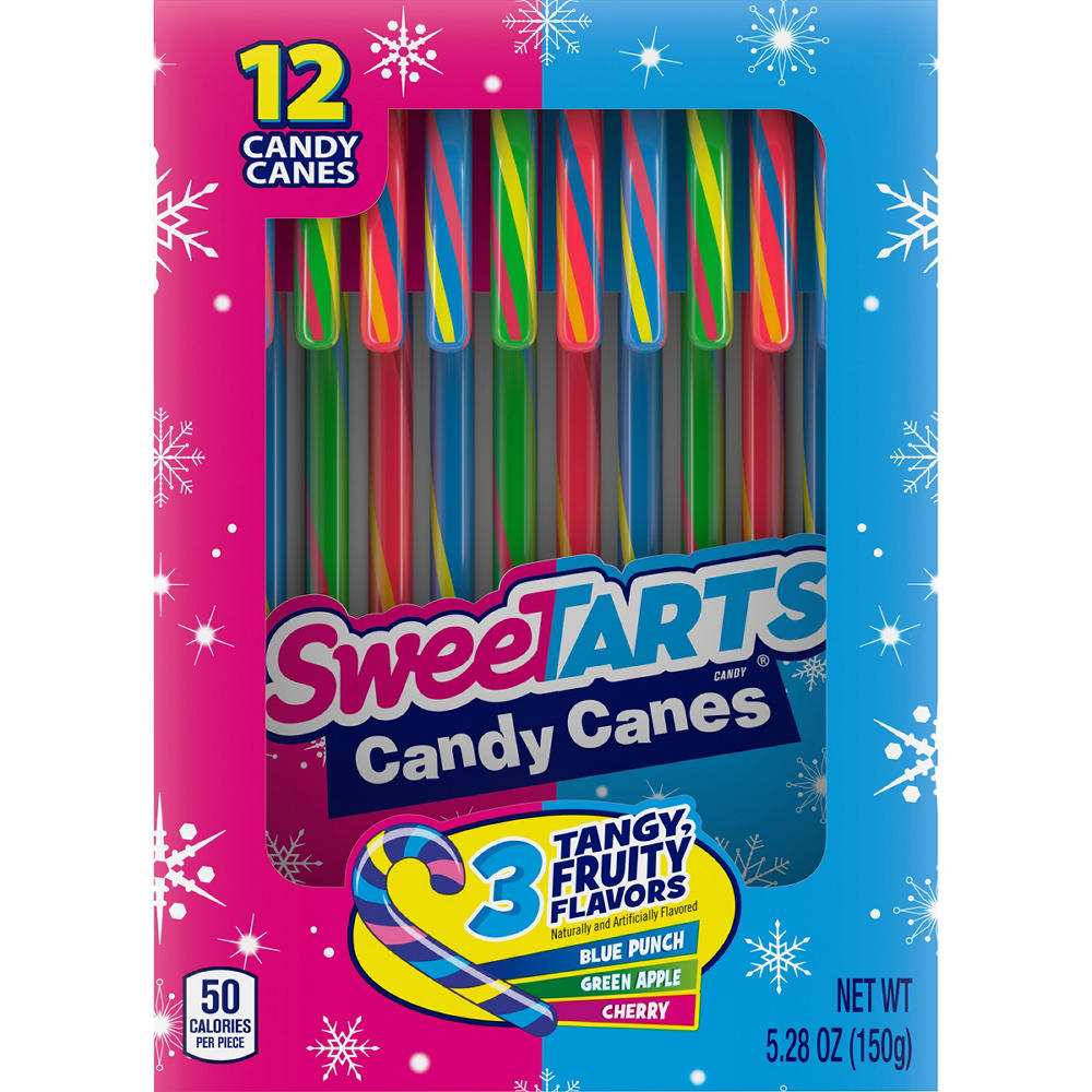 SweeTARTS Assorted Tangy Fruity Christmas Candy Canes, 12 ct