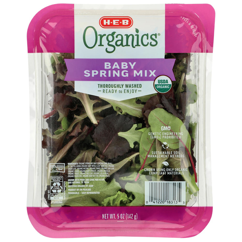 H-E-B Organics Fresh Baby Spring Mix Lettuce, 5 oz