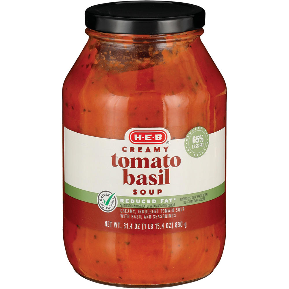 H-E-B Reduced Fat Creamy Tomato Basil Soup, 31.4 oz