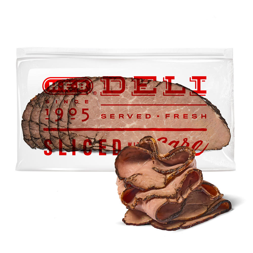 H-E-B Deli Post Oak-Smoked Roast Beef, Sandwich Sliced, Avg. 0.5 lb