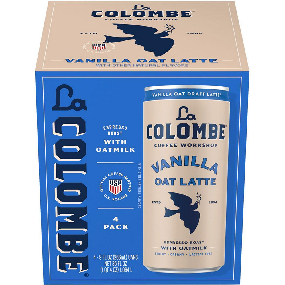 La Colombe Oatmilk Vanilla Latte Espresso Roast with Oatmilk 4 pk Cans, 9 oz