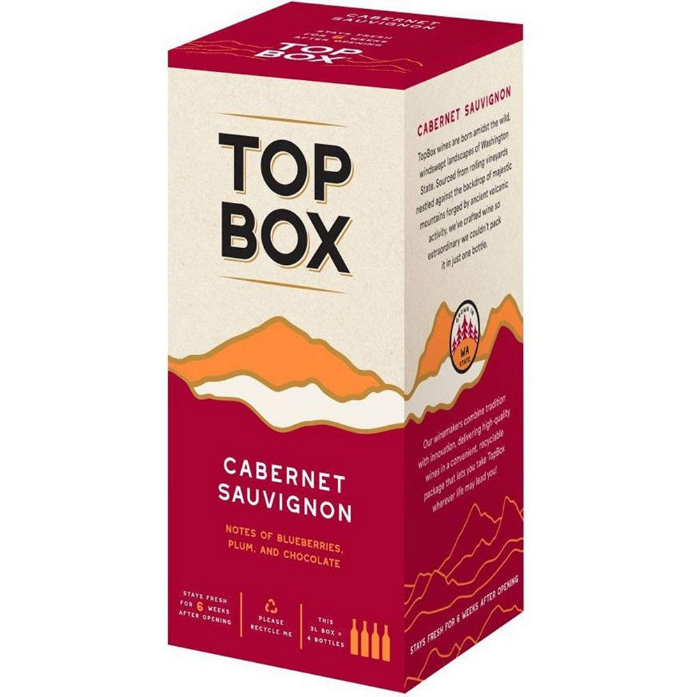 Top Box Cabernet Sauvignon Washington Box Red Wine, 3 L