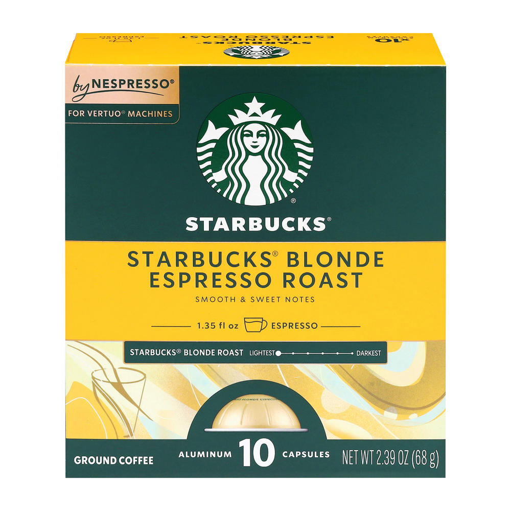 Starbucks Blonde Espresso Roast Nespresso Vertuo Capsules, 10 ct