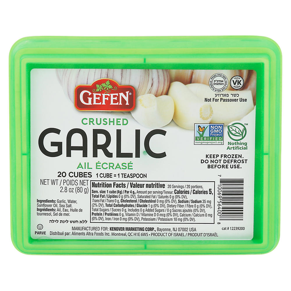 Gefen Kosher Frozen Crushed Garlic Cubes, 20 ct