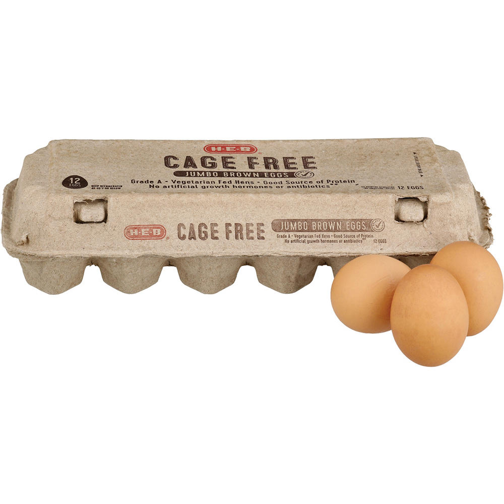 H-E-B Grade A Cage Free Jumbo Brown Eggs, 12 ct