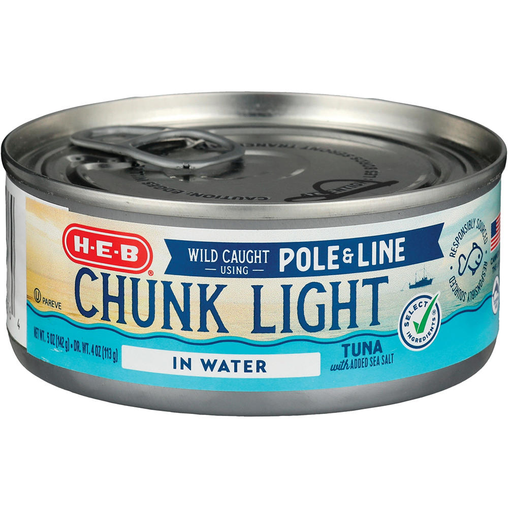 H-E-B Pole & Line Chunk Light Tuna in Water, 5 oz