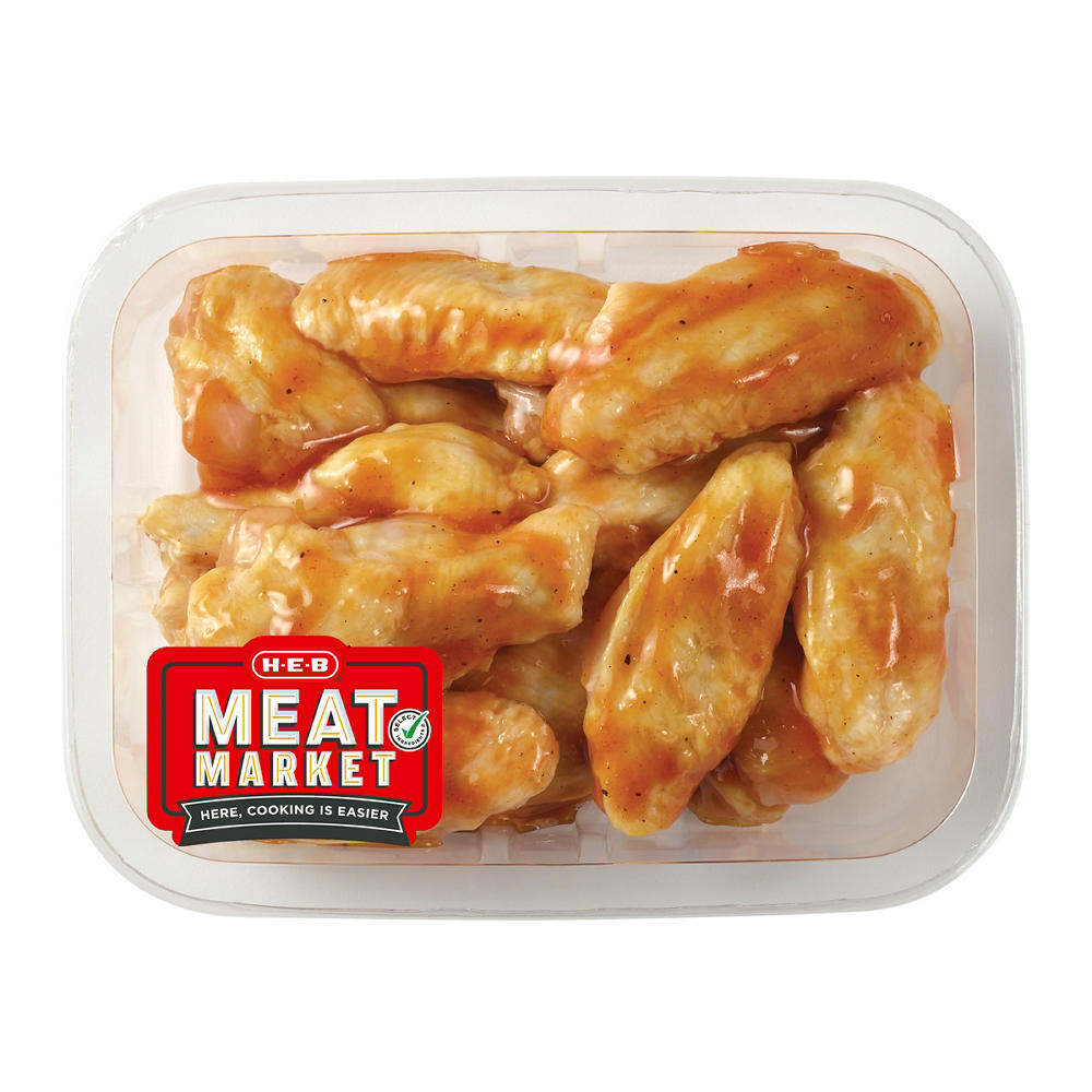 H-E-B Meat Market Marinated Chicken Wings - Honey BBQ, Avg. 1.11 lbs