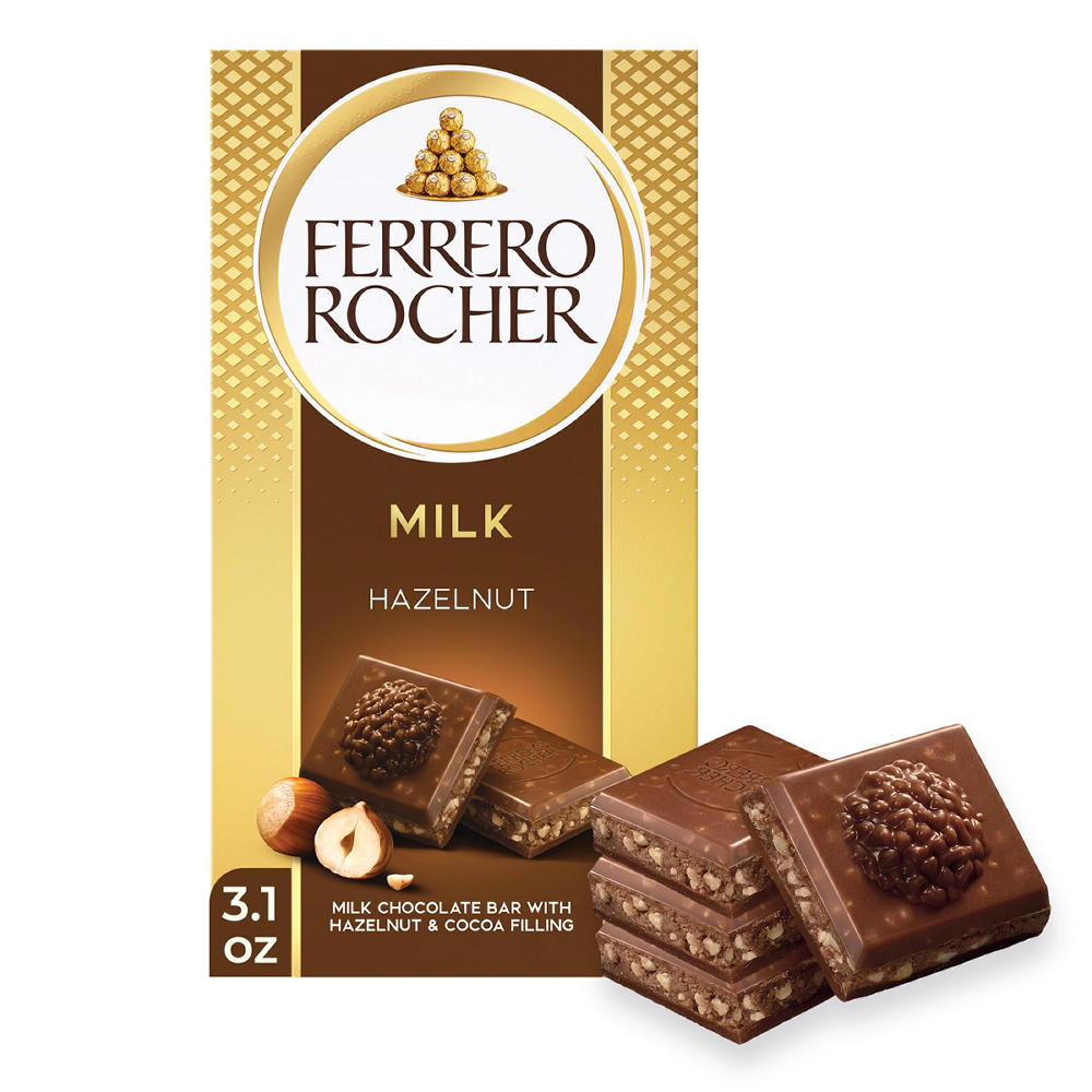 Ferrero Rocher Milk Hazelnut Chocolate Bar, 3.1 oz