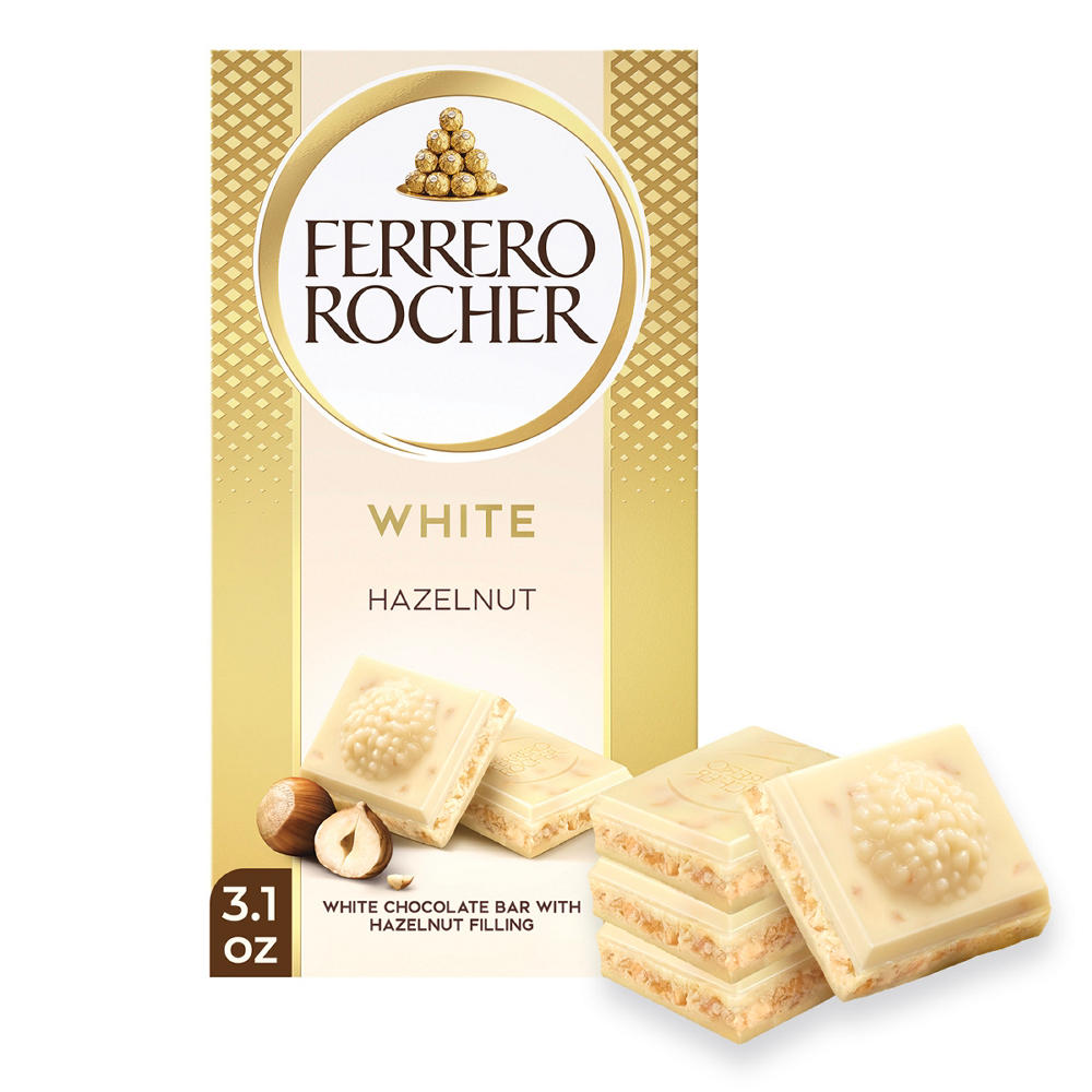 Ferrero Rocher White Hazelnut Chocolate Bar, 3.1 oz
