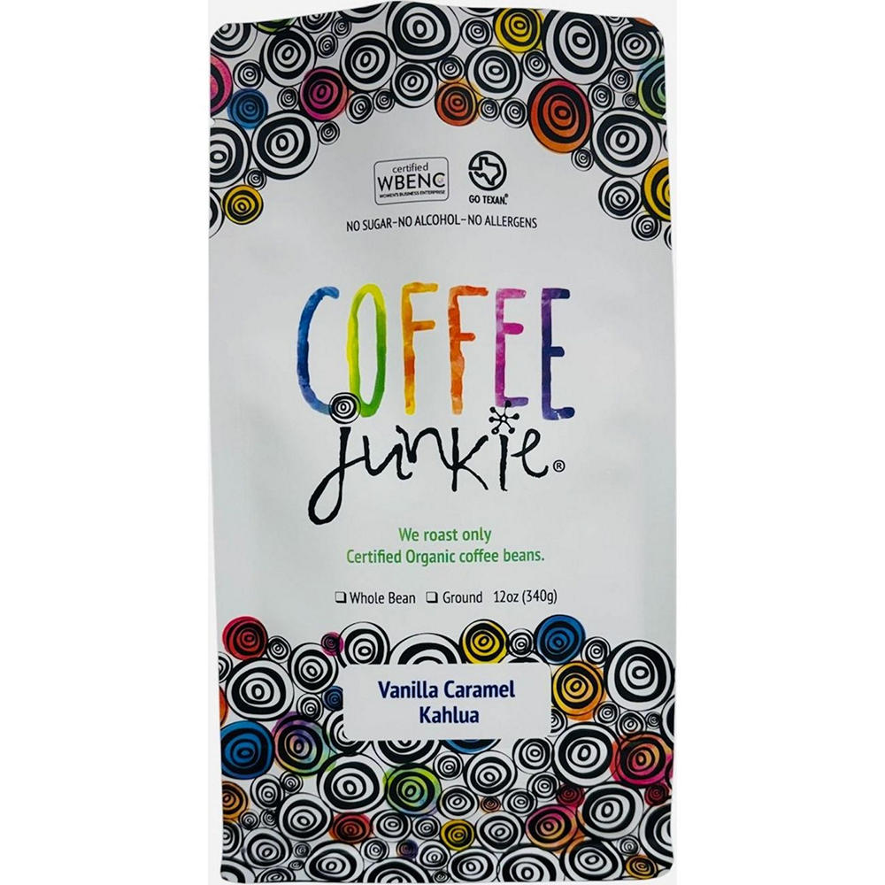 Coffee Junkie Vanilla Caramel Kahlua Coffee Ground, 12 oz