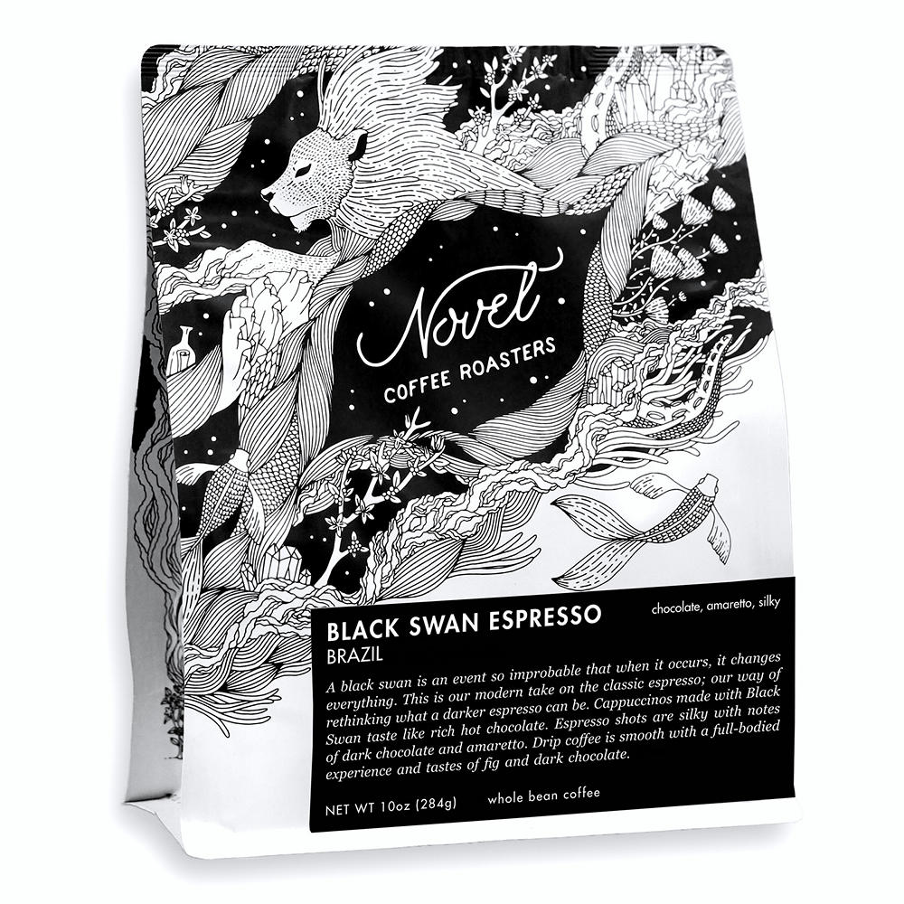 Novel Coffee Roasters Black Swan Espresso Whole Bean Coffee, 10 oz
